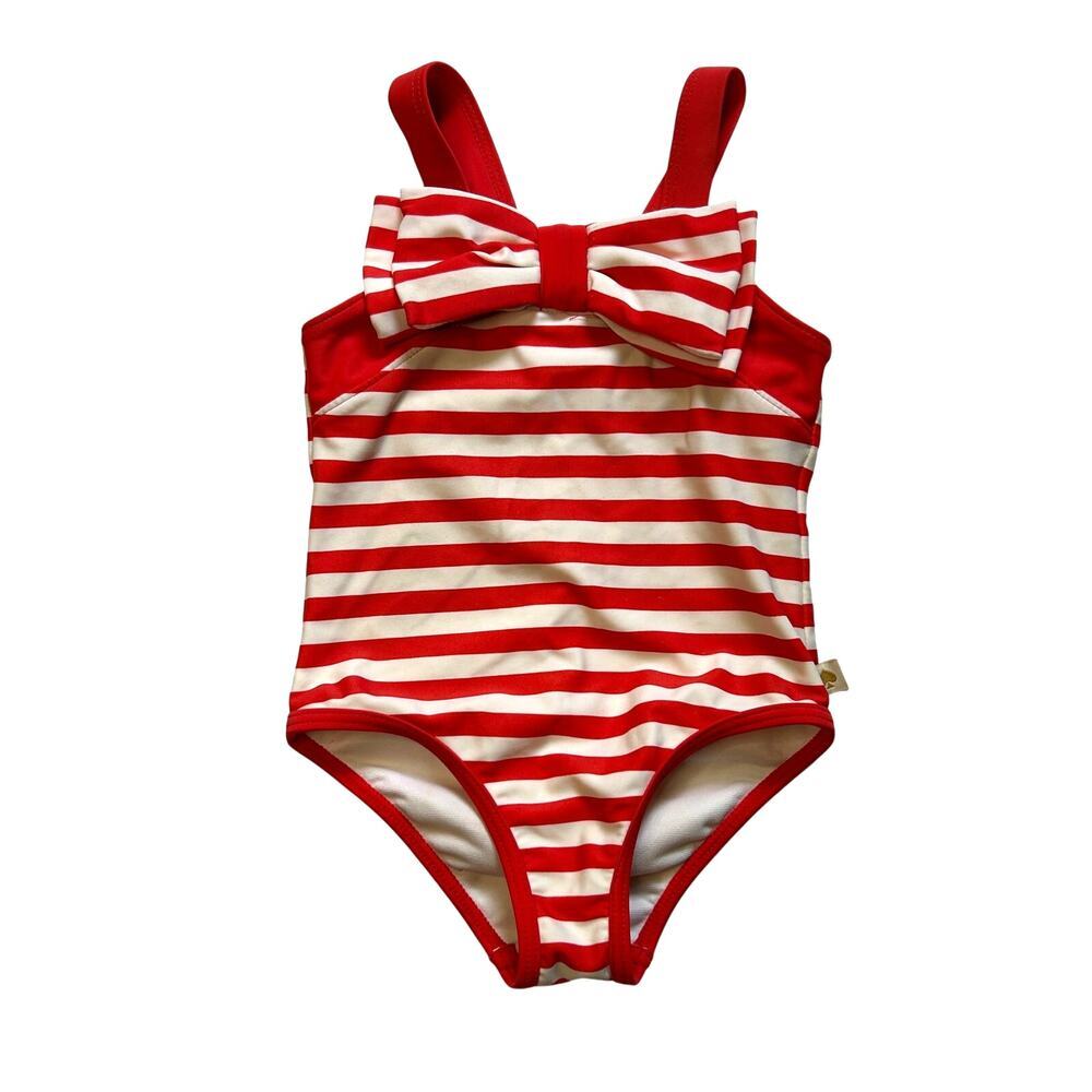 Kate Spade Girls Red Striped Bow Swimming Suit 2Y